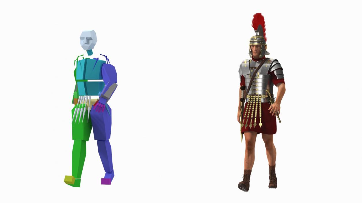 3D Veteran Roman Legionnaire Fur Rigged