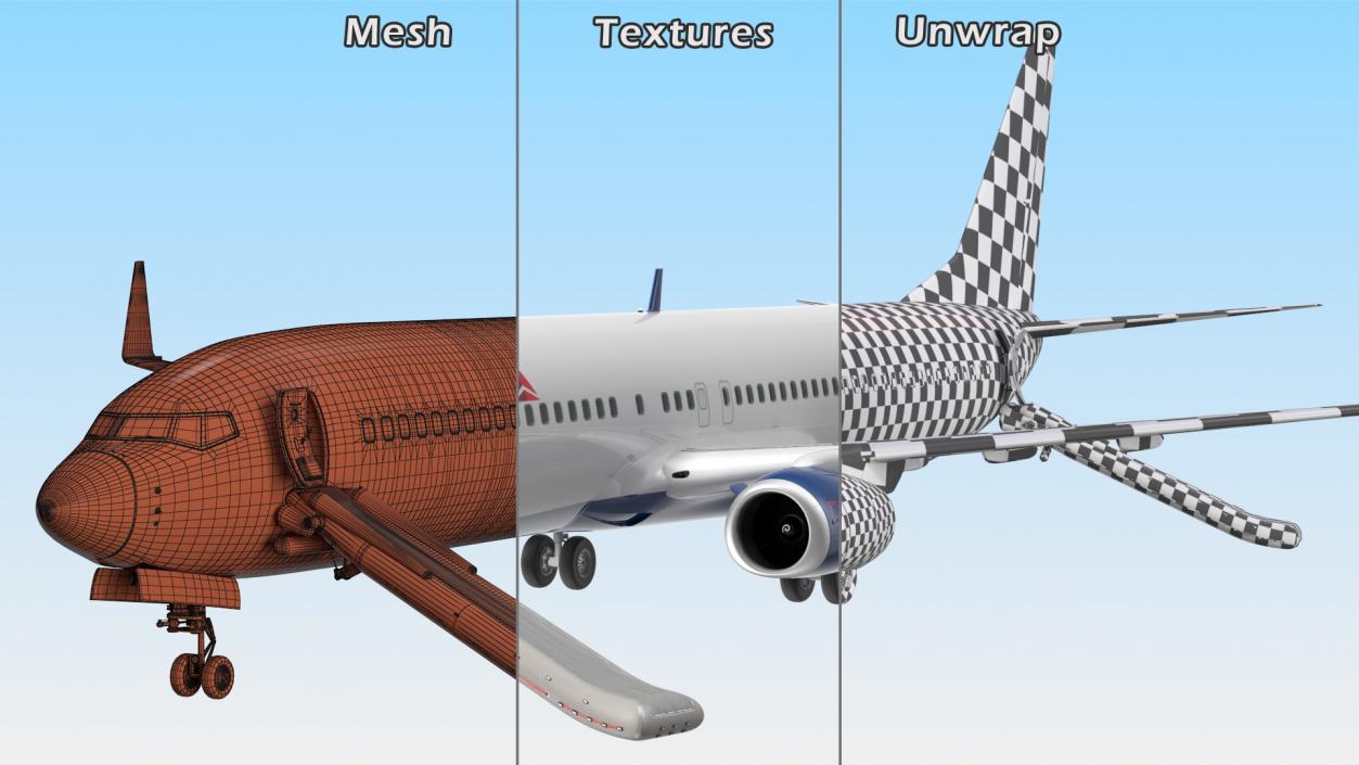 3D Boeing 737 900 ER Delta with Inflatable Evacuation Door Slide