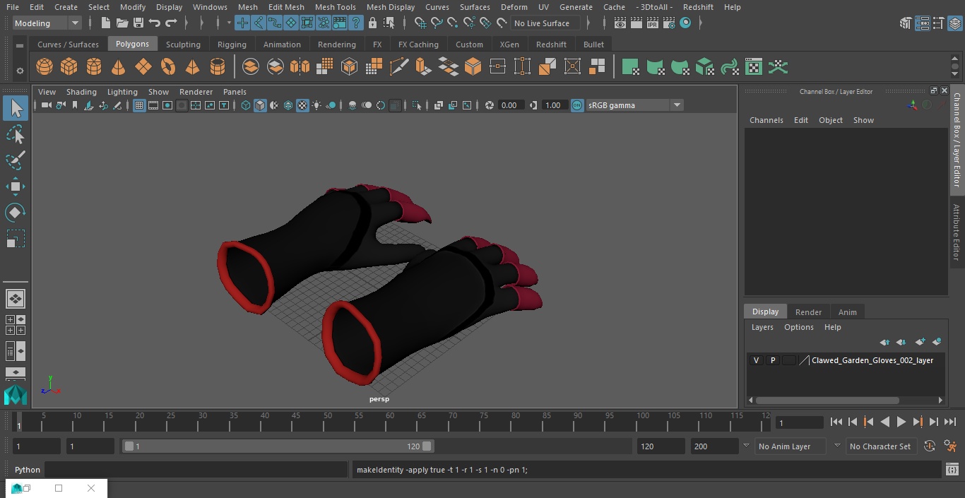 3D model Clawed Garden Gloves