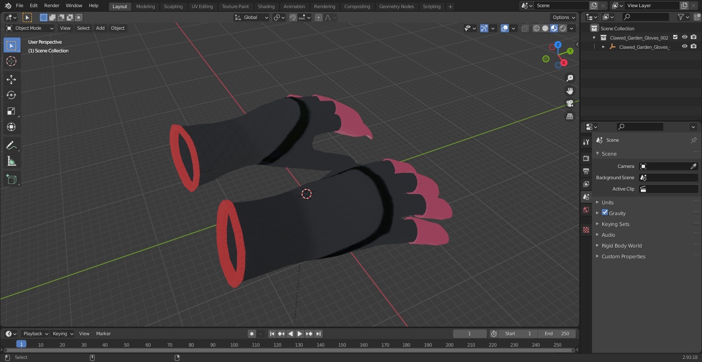 3D model Clawed Garden Gloves