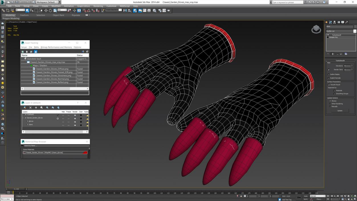 3D model Clawed Garden Gloves