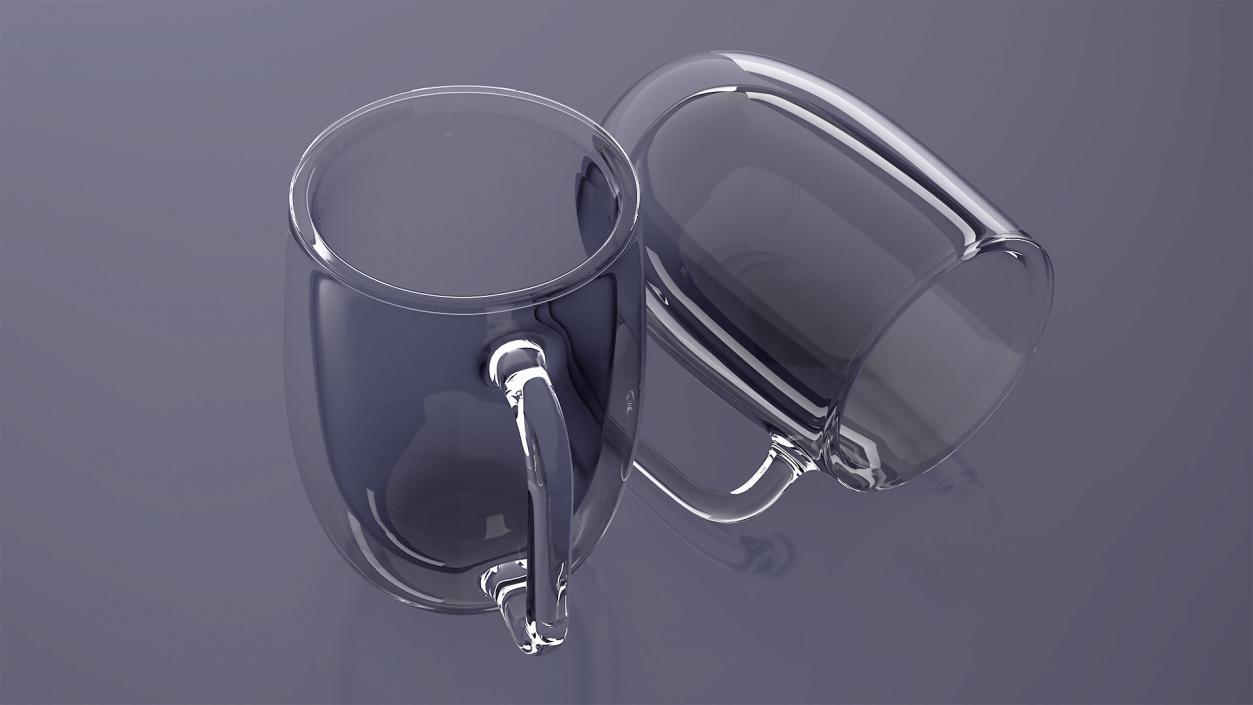 Clear Double Wall Glass Coffee Mug 3D model