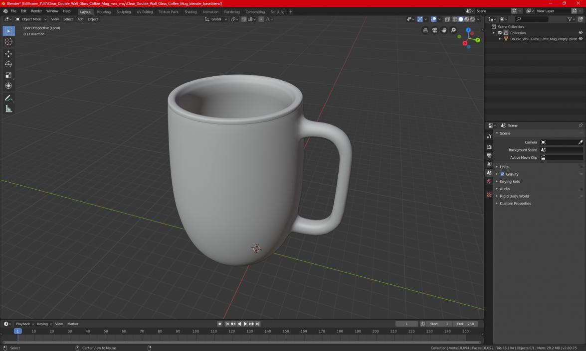 Clear Double Wall Glass Coffee Mug 3D model