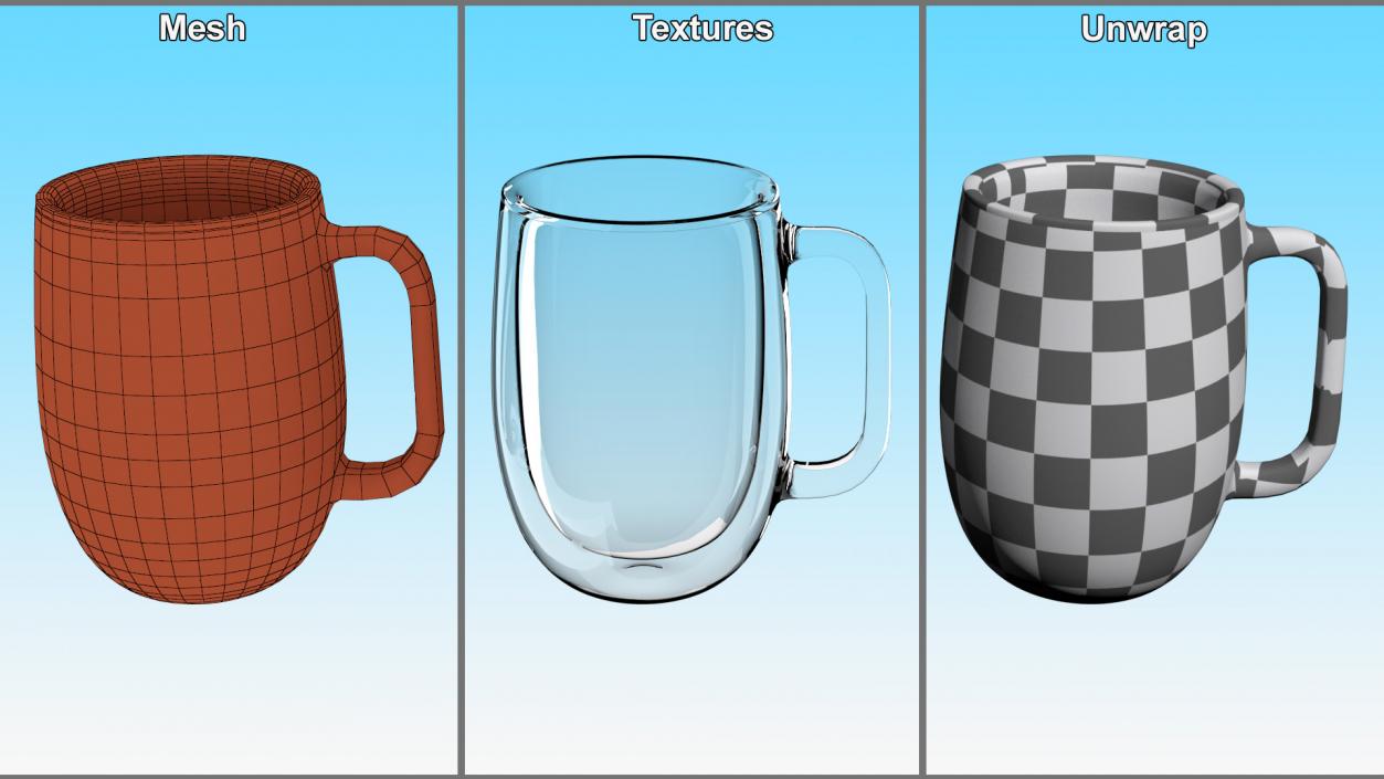 Clear Double Wall Glass Coffee Mug 3D model