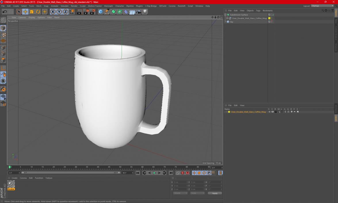 Clear Double Wall Glass Coffee Mug 3D model