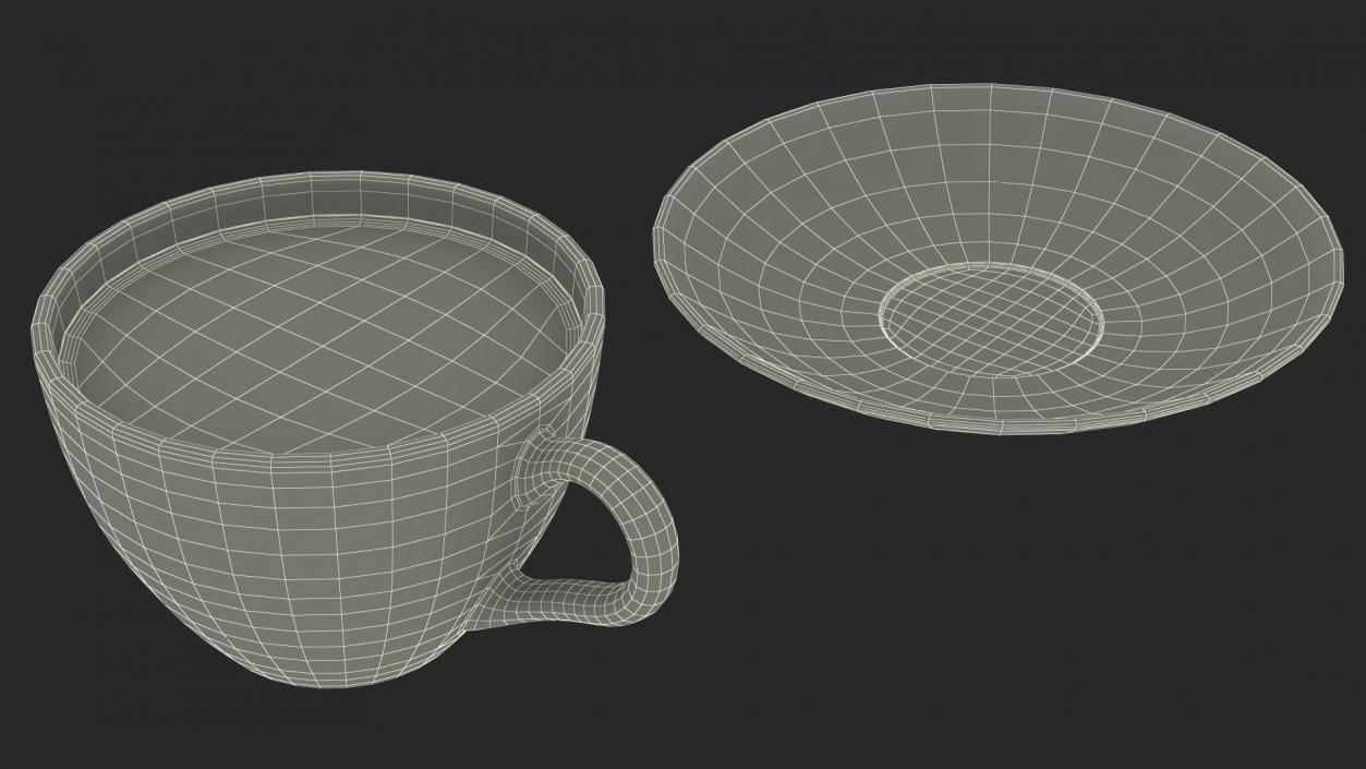 Small Cup with Plate Full of Tea 3D