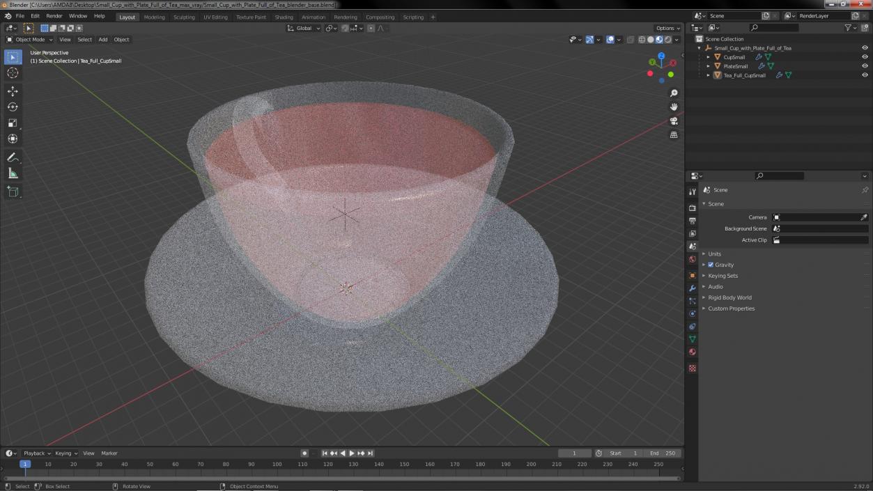 Small Cup with Plate Full of Tea 3D