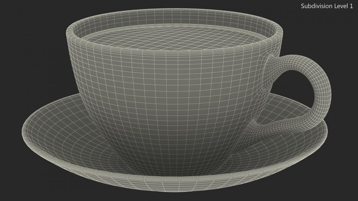 Small Cup with Plate Full of Tea 3D