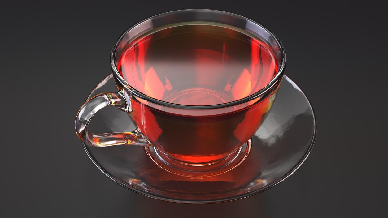 Small Cup with Plate Full of Tea 3D