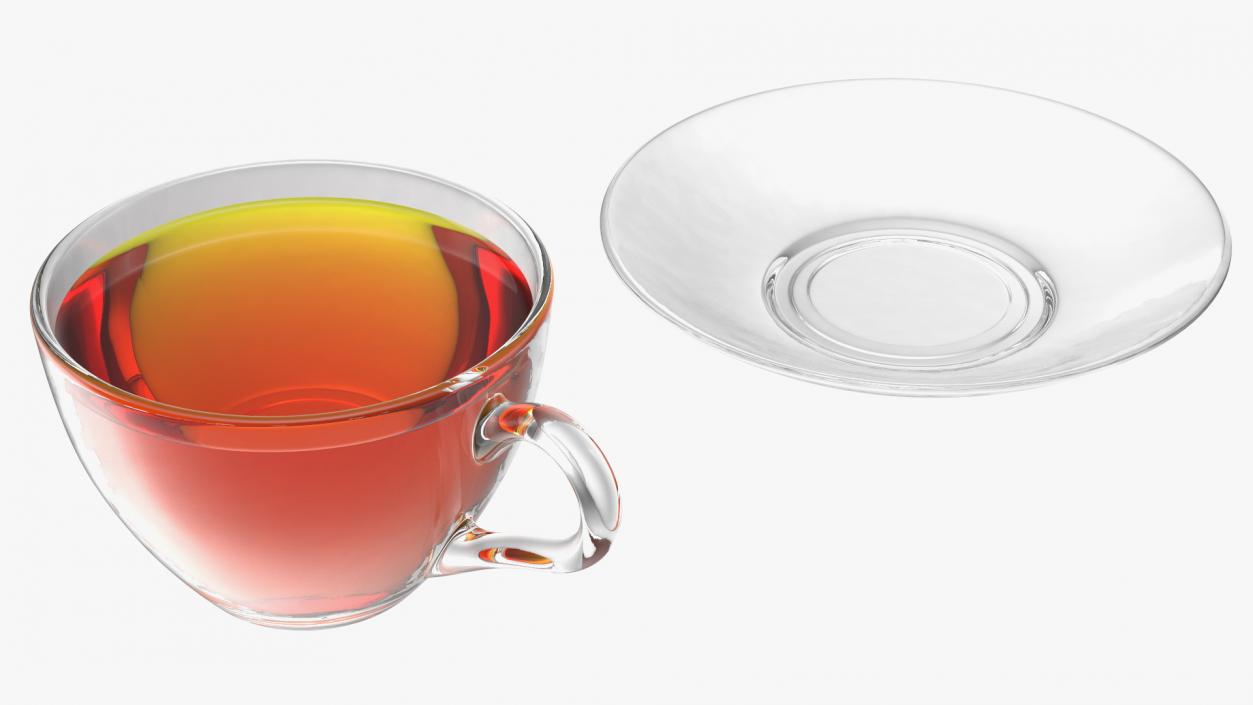 Small Cup with Plate Full of Tea 3D