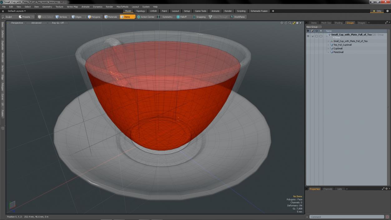 Small Cup with Plate Full of Tea 3D