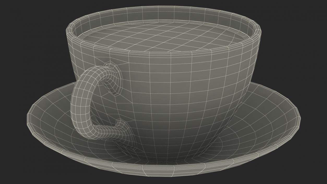 Small Cup with Plate Full of Tea 3D