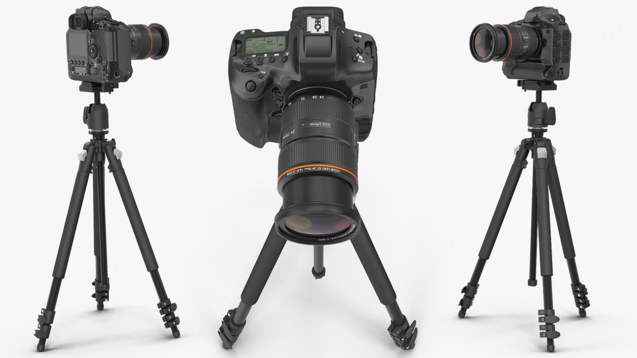 3D DSLR Camera with Zoom on Tripod