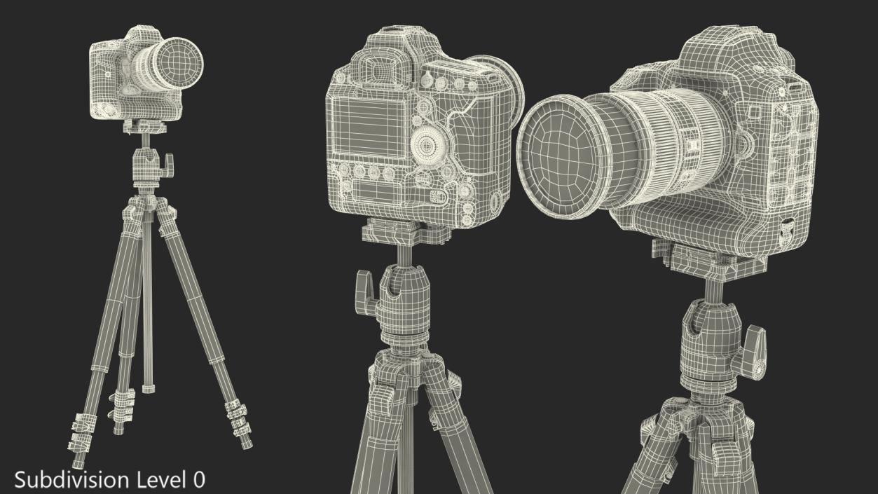 3D DSLR Camera with Zoom on Tripod