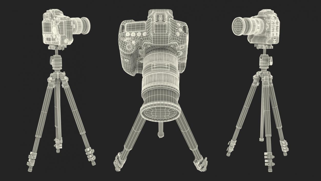 3D DSLR Camera with Zoom on Tripod