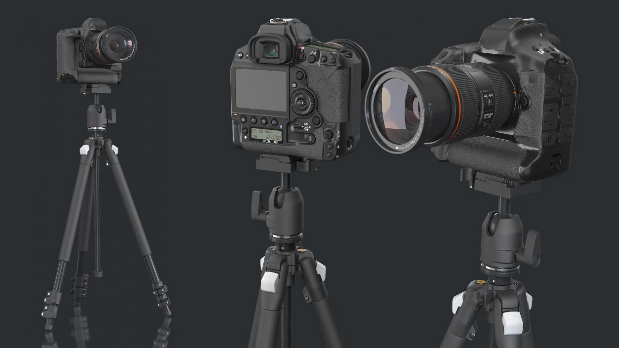 3D DSLR Camera with Zoom on Tripod