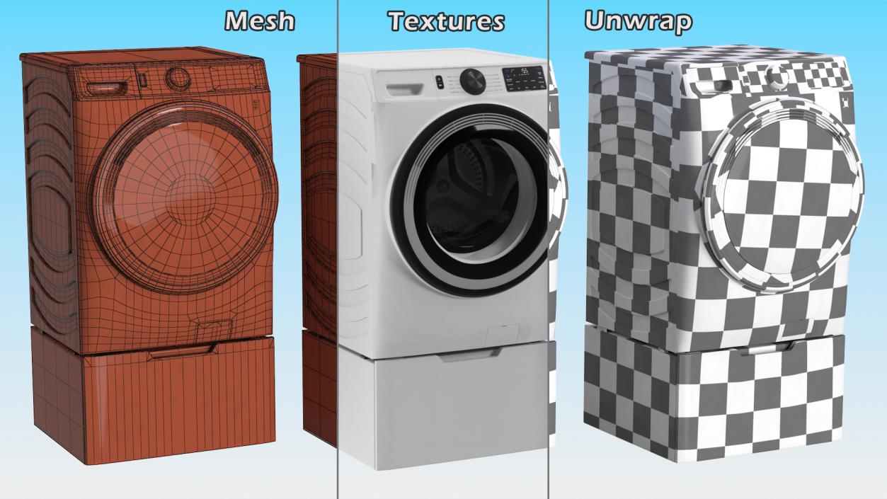 3D Modern Washing Machine White model