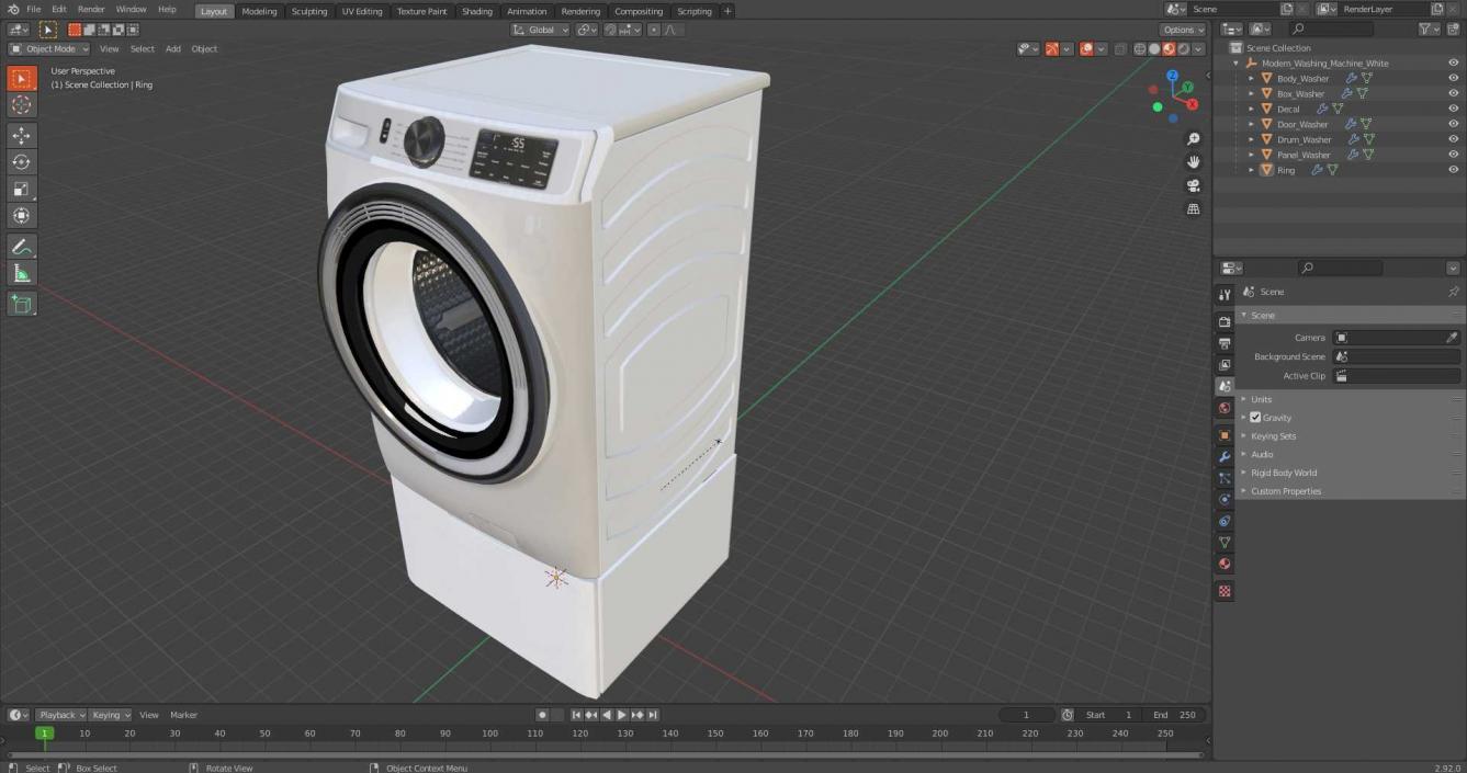 3D Modern Washing Machine White model