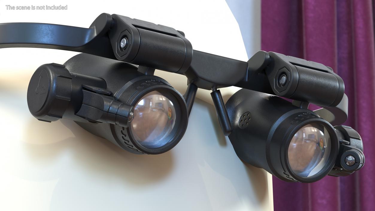 Binocular Head Mount Black Magnifier Glasses 3D model