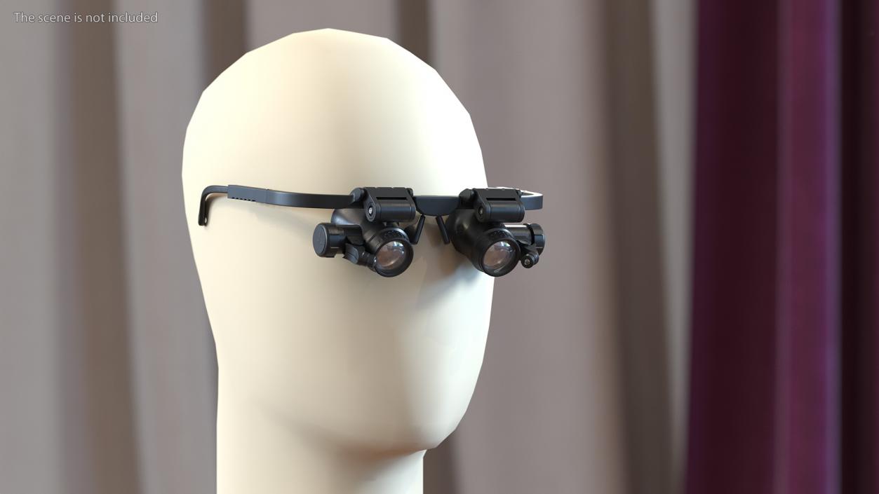 Binocular Head Mount Black Magnifier Glasses 3D model