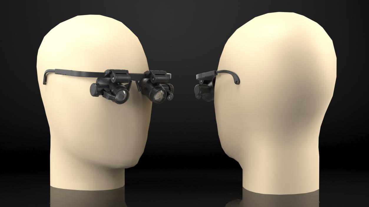 Binocular Head Mount Black Magnifier Glasses 3D model