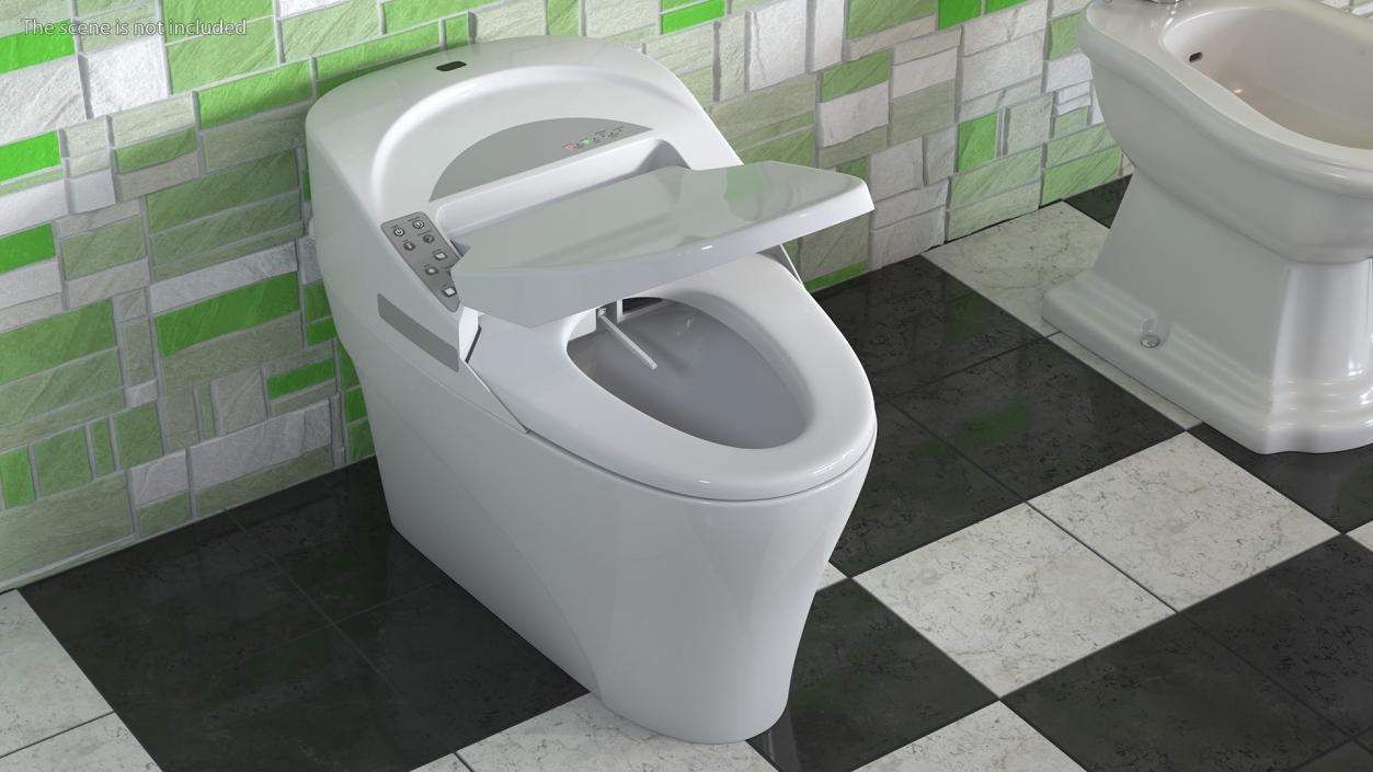 3D Smart Toilet with Remote Control Panel model