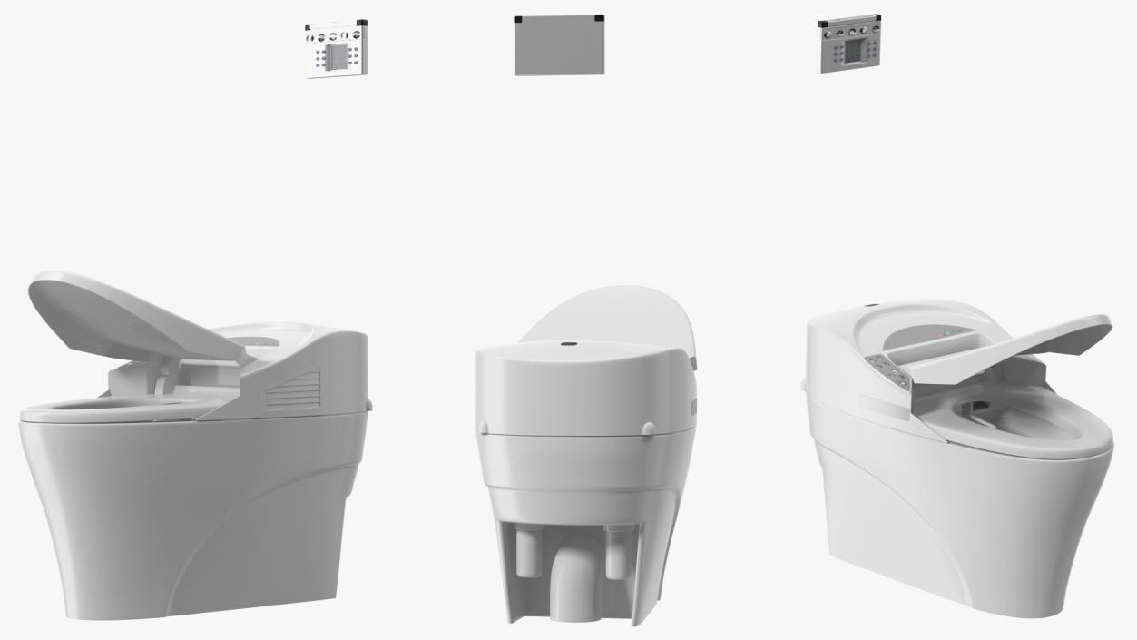 3D Smart Toilet with Remote Control Panel model