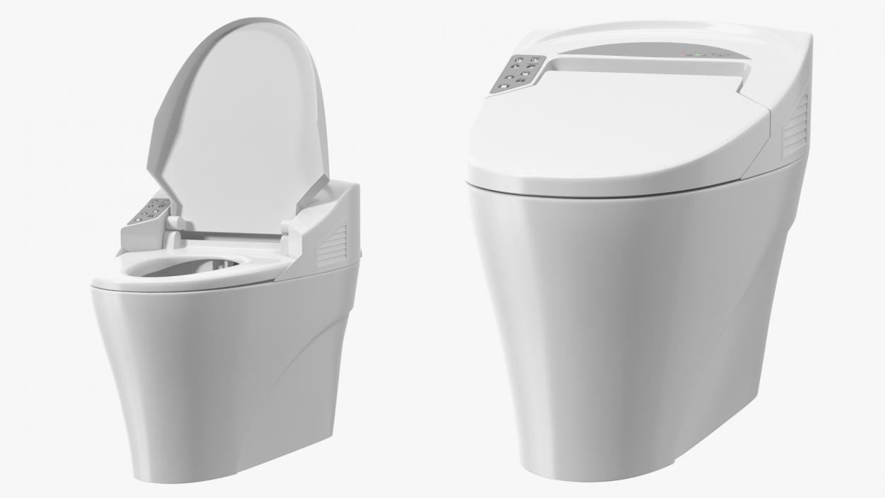 3D Smart Toilet with Remote Control Panel model