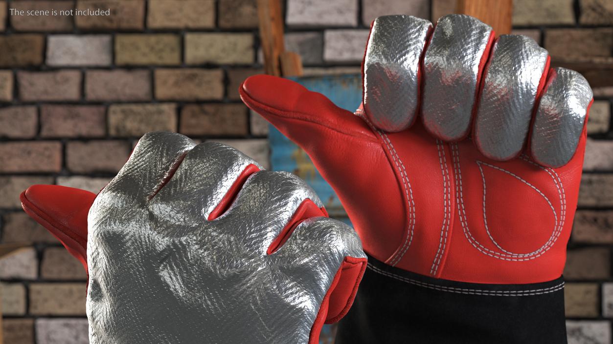 3D Heat Resistant Welding Gloves Rigged