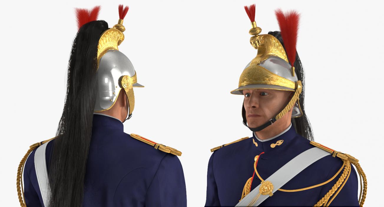 3D model French Republican Guard Walking Pose with Fur