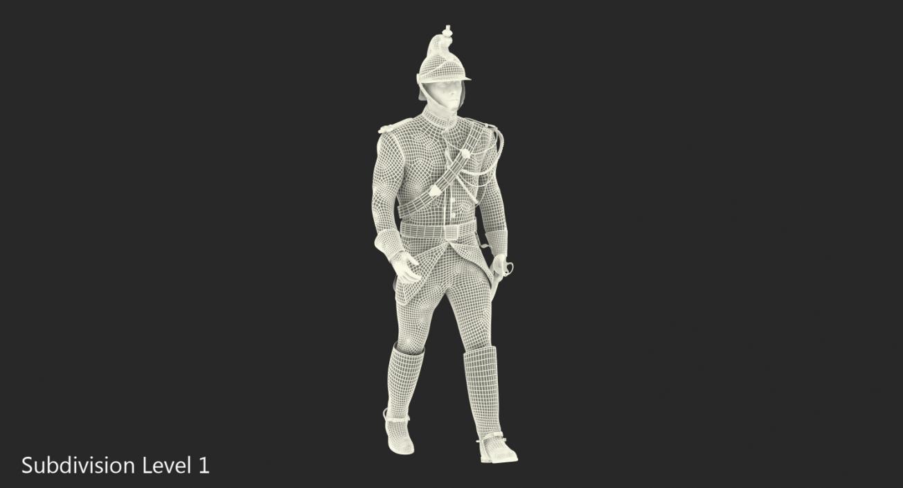 3D model French Republican Guard Walking Pose with Fur