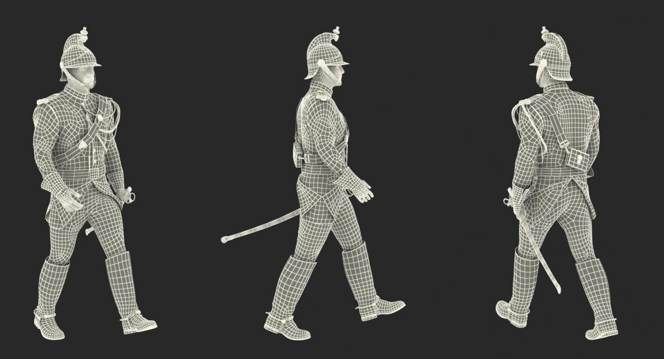 3D model French Republican Guard Walking Pose with Fur