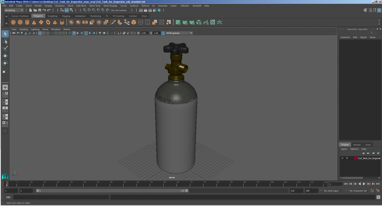 Co2 Tank for Kegerator 3D