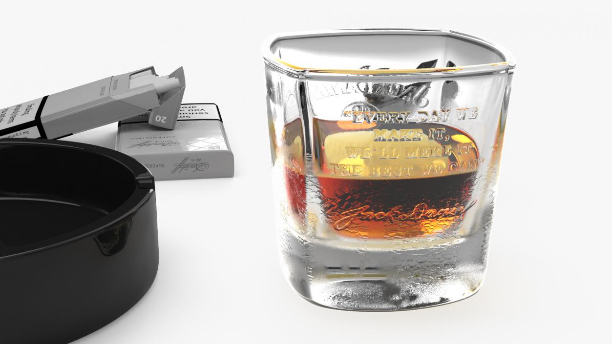 3D Cigar Accessories with Shot of Whiskey model