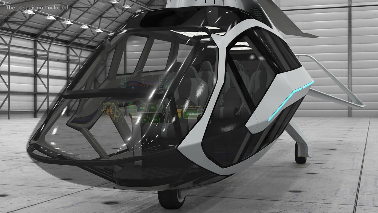 3D Futuristic Helicopter Concept Rigged