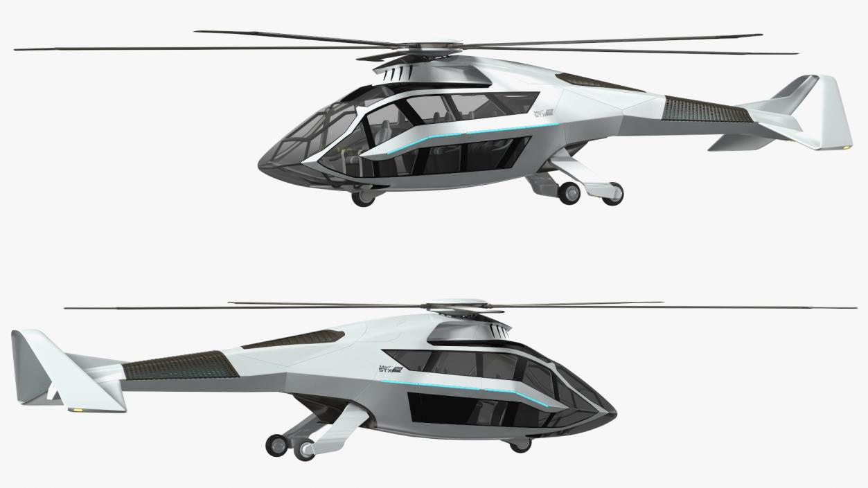 3D Futuristic Helicopter Concept Rigged