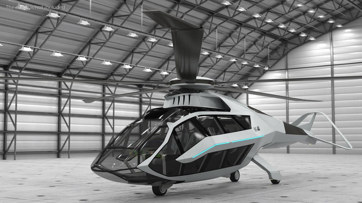 3D Futuristic Helicopter Concept Rigged