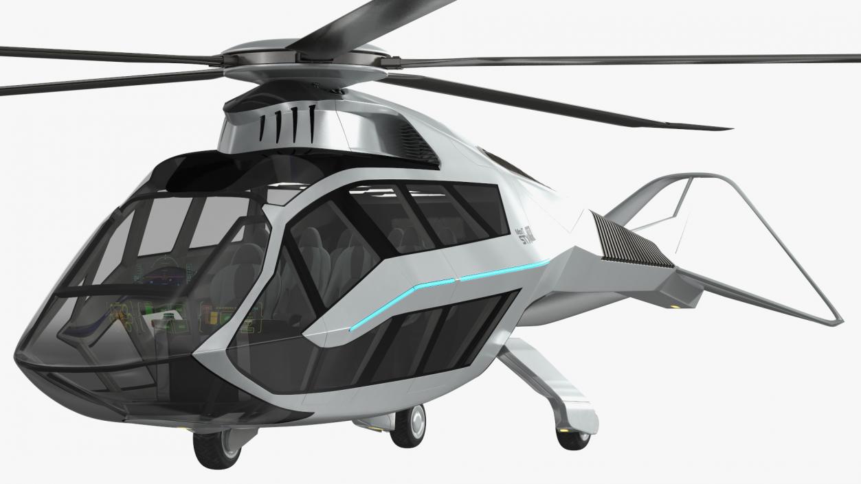 3D Futuristic Helicopter Concept Rigged