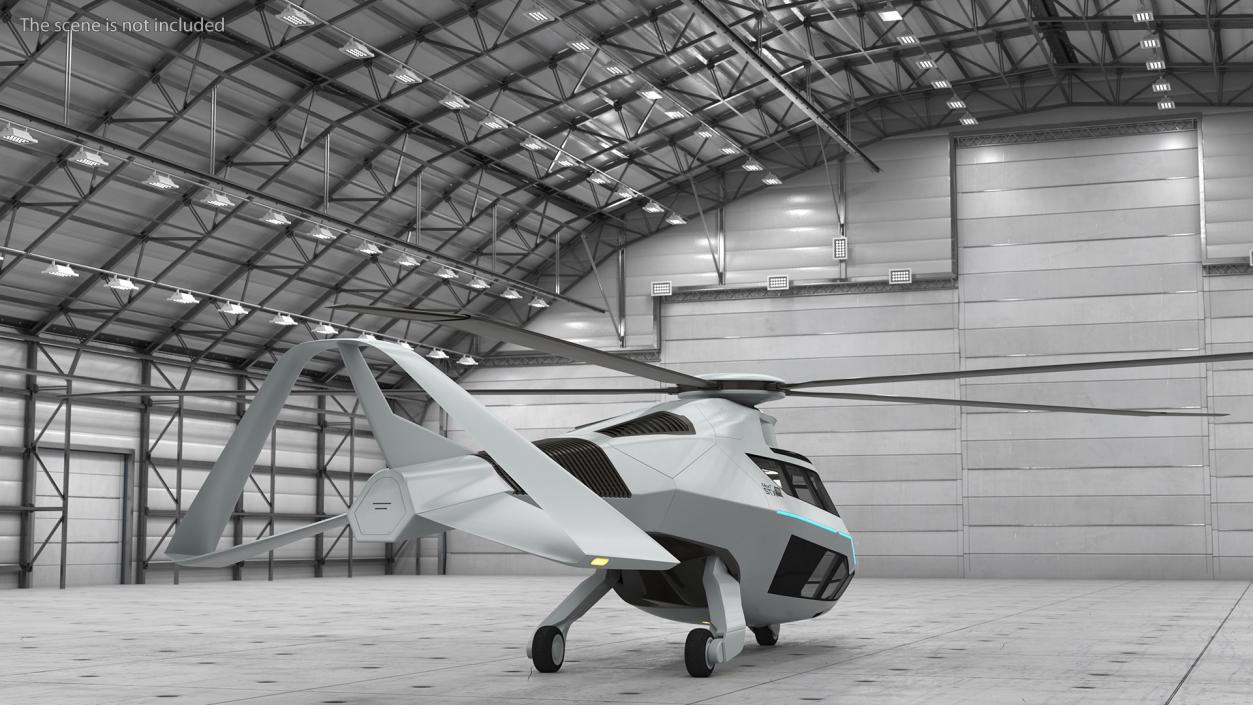 3D Futuristic Helicopter Concept Rigged