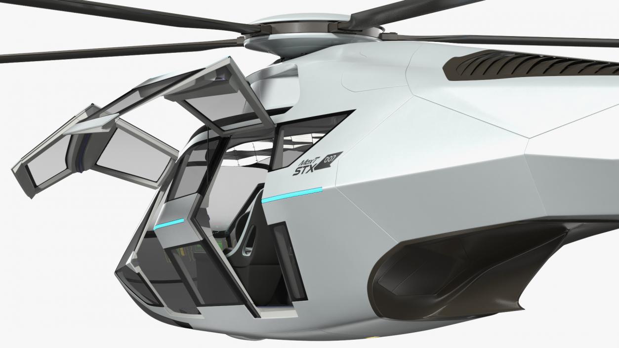 3D Futuristic Helicopter Concept Rigged