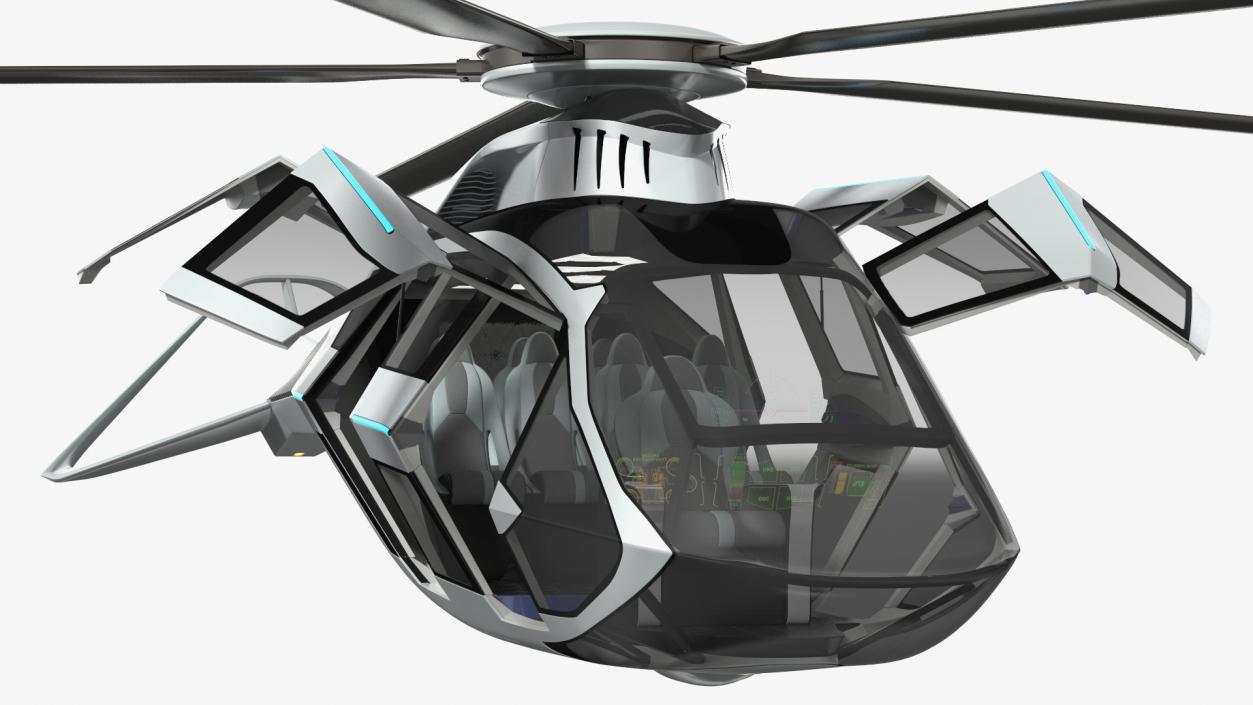 3D Futuristic Helicopter Concept Rigged