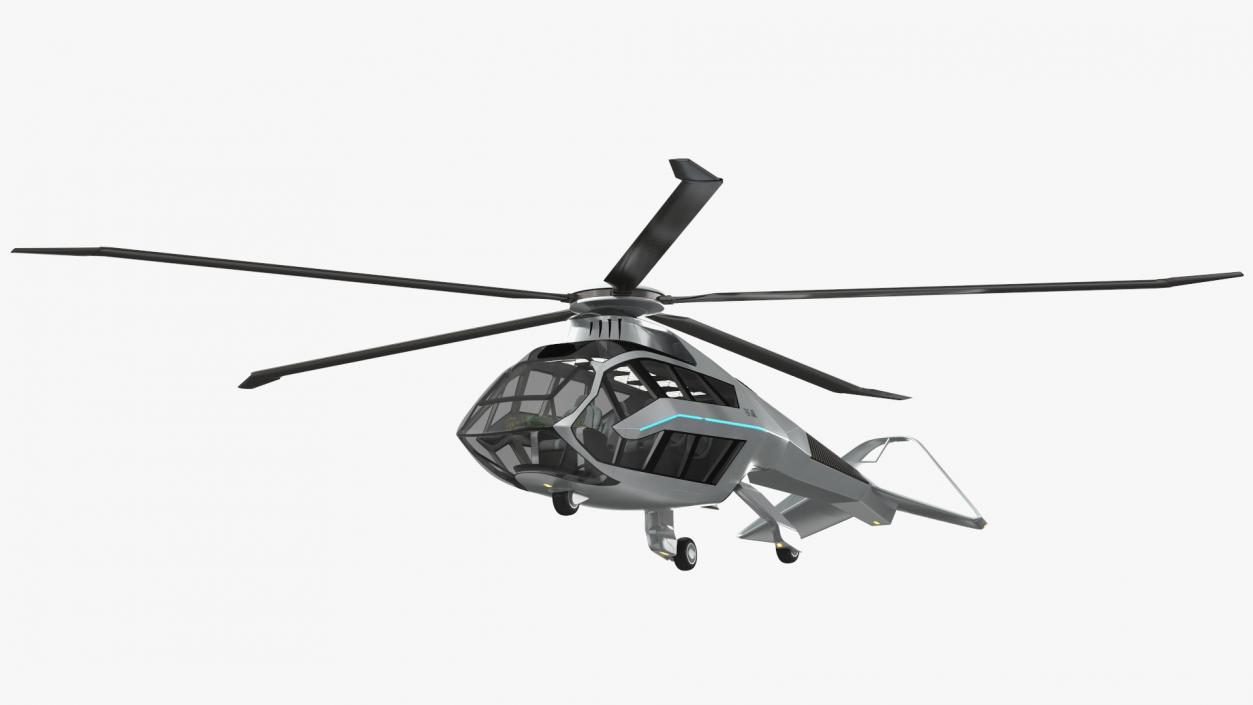 3D Futuristic Helicopter Concept Rigged