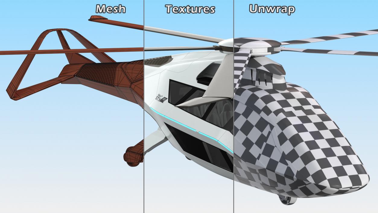 3D Futuristic Helicopter Concept Rigged