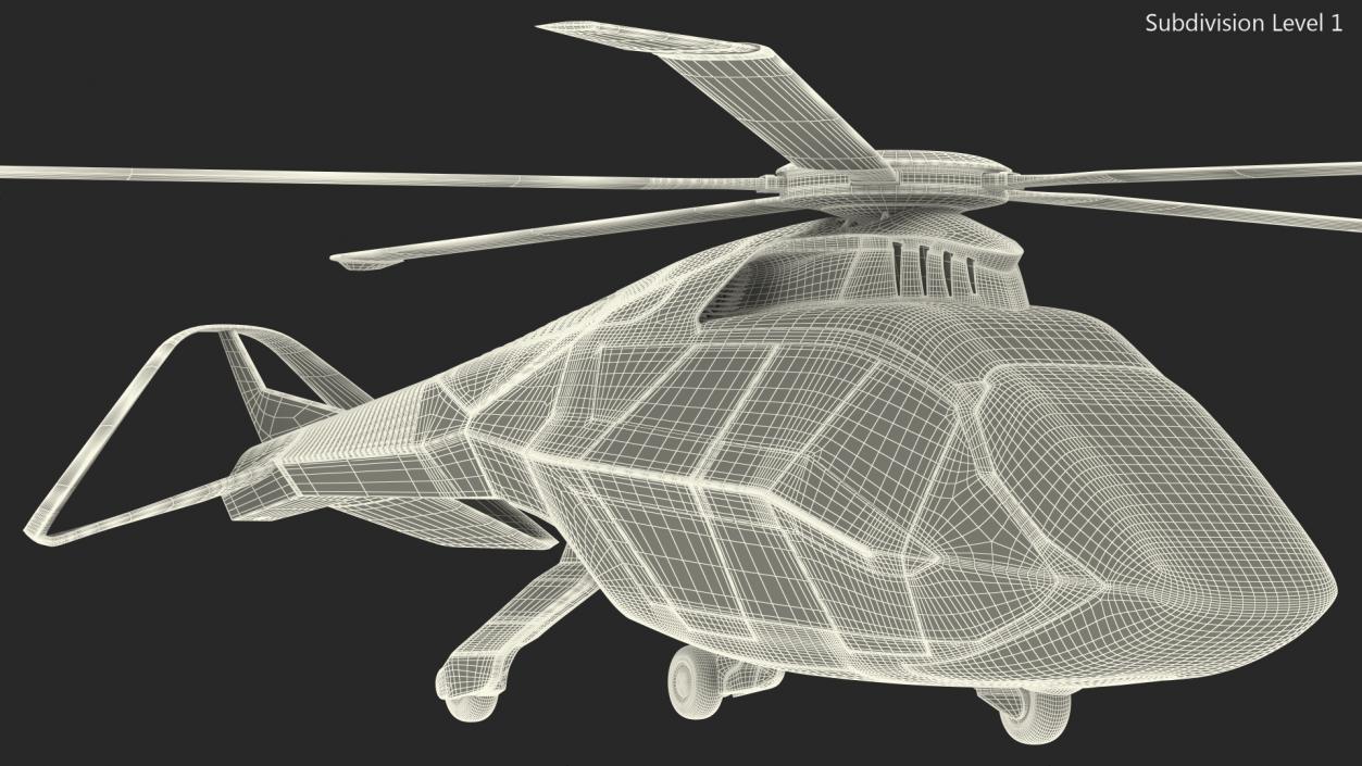 3D Futuristic Helicopter Concept Rigged