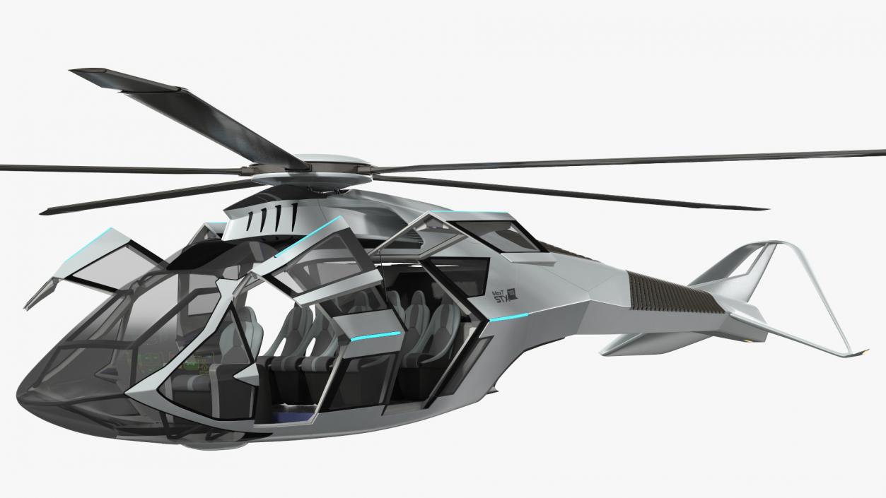 3D Futuristic Helicopter Concept Rigged