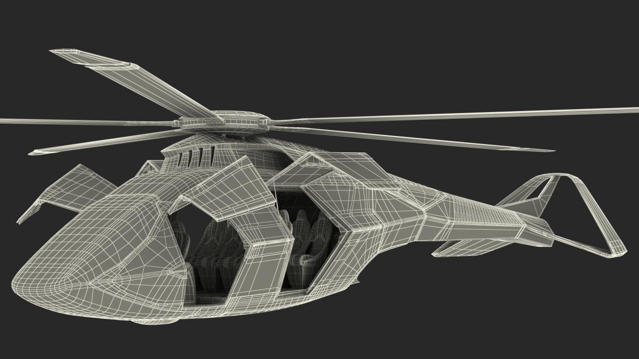 3D Futuristic Helicopter Concept Rigged