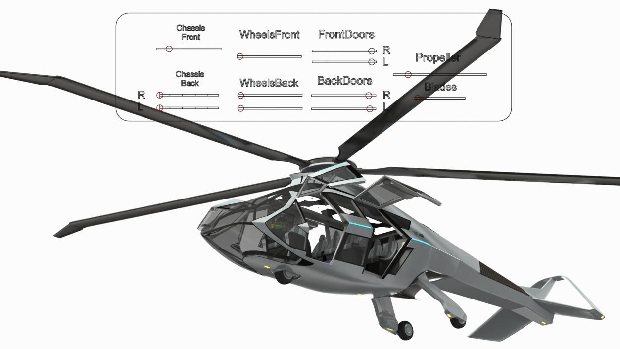 3D Futuristic Helicopter Concept Rigged