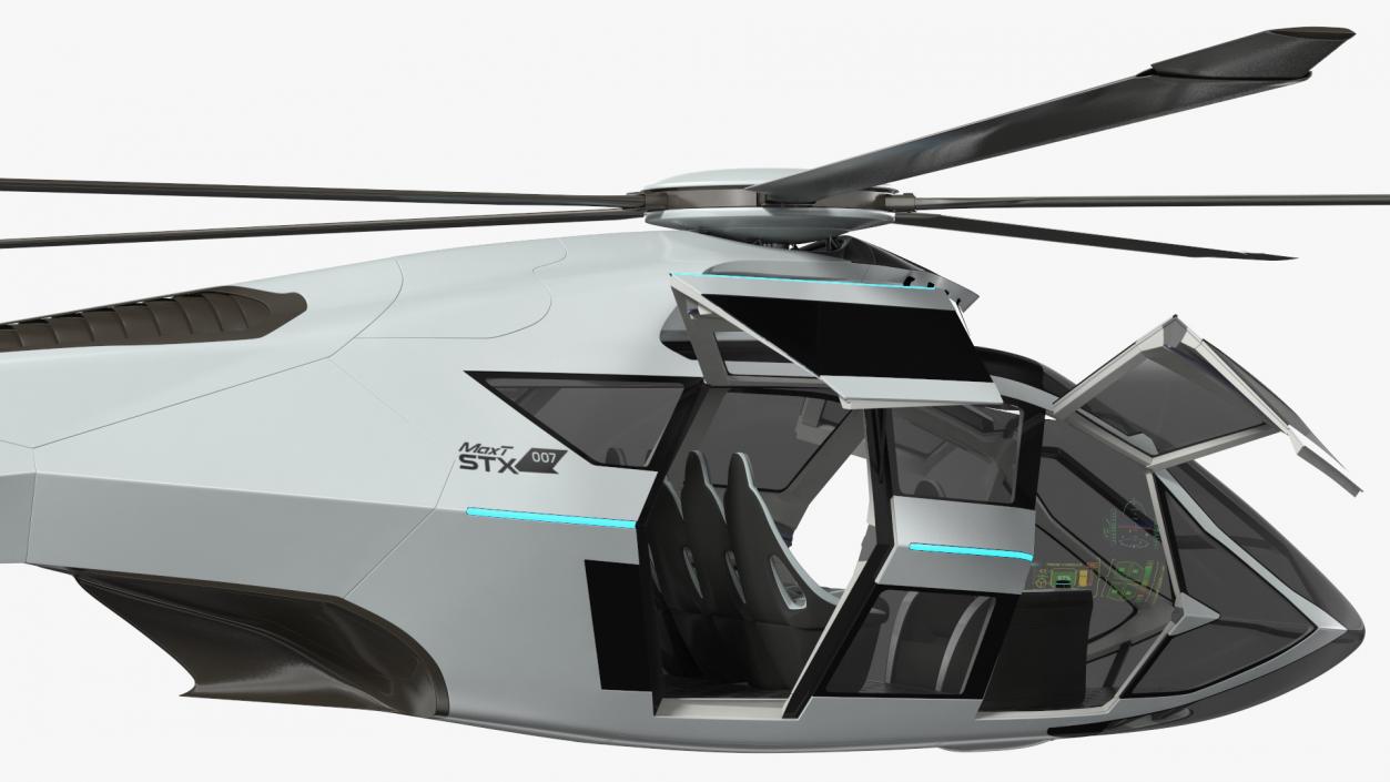 3D Futuristic Helicopter Concept Rigged