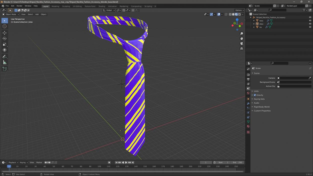 3D Striped Necktie Fashion Accessory model