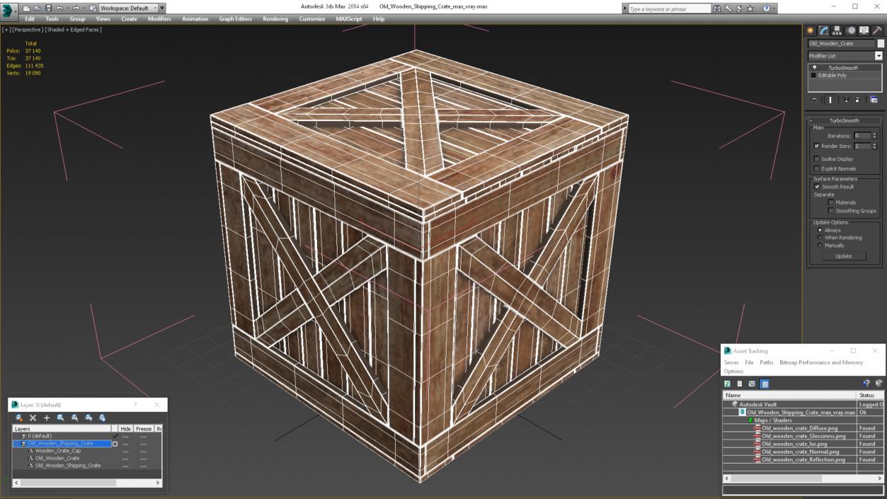 3D model Old Wooden Shipping Crate